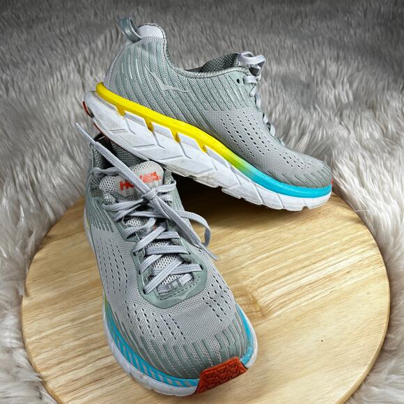 Hoka One One Clifton 5 Running Shoe Womens Sz 7.5 Cushioned Vapor Blue Iron Gray - Picture 12 of 16